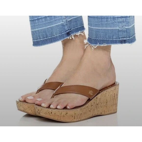 Sam Edelman Cogac Leather Platform Wedge Hippy Boho Cork Sandals, Sz. 7 - Picture 1 of 14